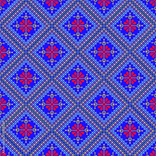 Fototapeta Beautiful retro seamless pattern design by geometric 