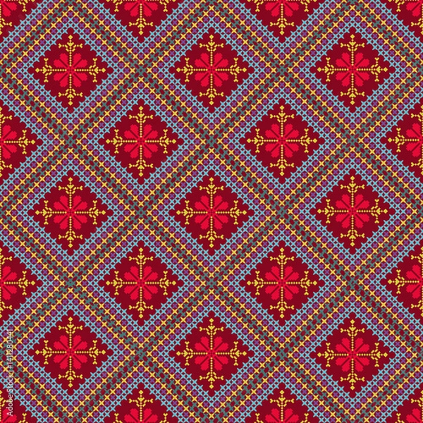 Fototapeta Beautiful retro seamless pattern design by geometric 