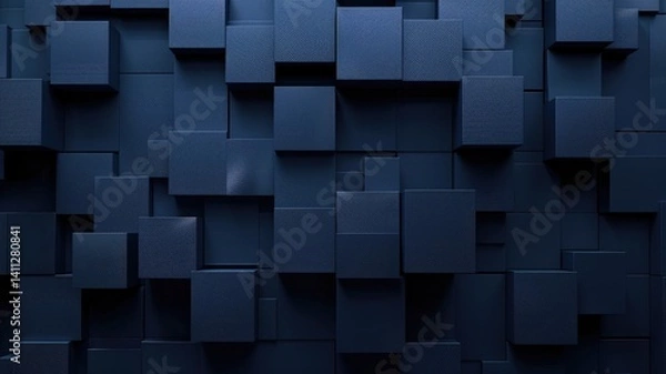 Fototapeta Abstract picture black geometric cube graphic with dark tone, monochrome style design. Modern art present about the seamless pattern blocks textiles perfect for creative background, wallpaper. AIG53.