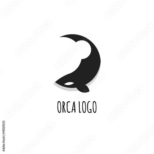Fototapeta Orca Logo Płaska konstrukcja ze złotym podziałem. Na białym tle.