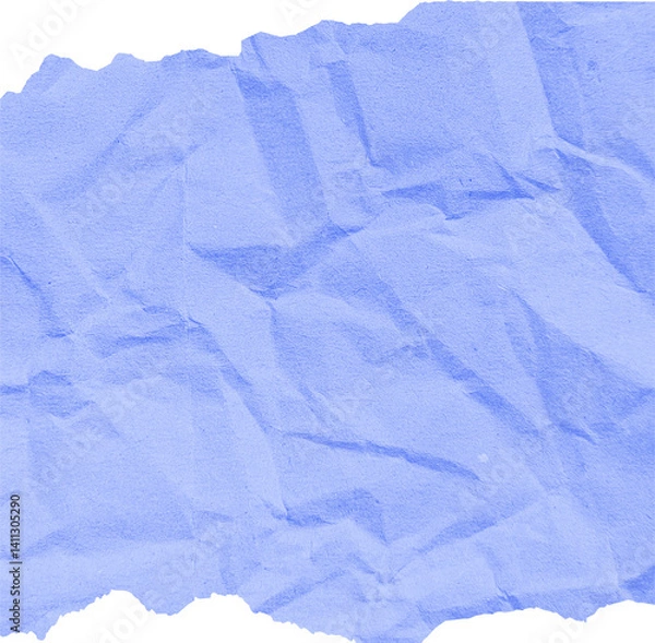 Fototapeta Crumpled purple torn ripped notepaper sheet texture isolated on transparent background. Crumpled blank paper texture with torn edges