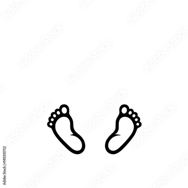 Fototapeta Newborn baby footprints in a minimalistic vector style illustration on a white background