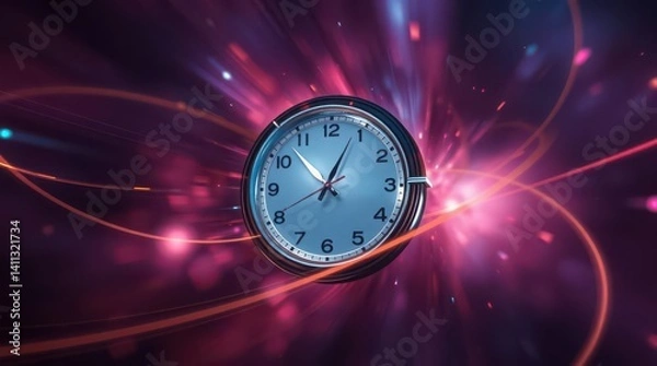 Fototapeta clock and motion in the space, physics concept of space-time