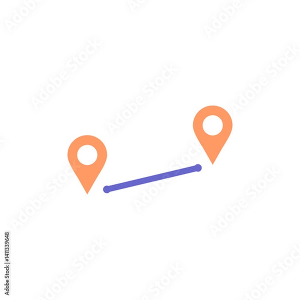 Obraz Orange map pointer with pin icon showing location and direction symbols