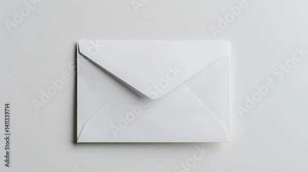 Fototapeta Minimalist white envelope on clean neutral background