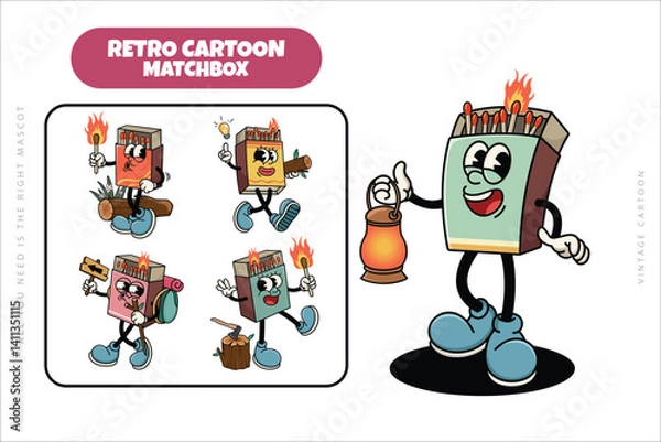 Fototapeta Set of Traditional French Fries Cartoon Illustration with Varied Poses and Expressions