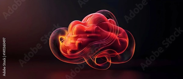 Obraz Abstract, vibrant, red, cloud-like form