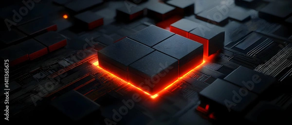 Obraz High-Tech Circuitry with Illuminated Core