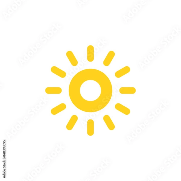 Obraz Bright sun vector icon illustration with yellow and orange rays symbolizing warmth, sunlight, and summer