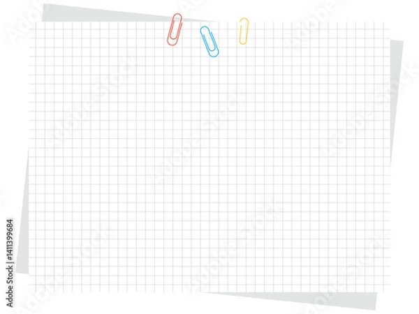 Obraz シンプルな方眼紙とクリップの背景イラスト