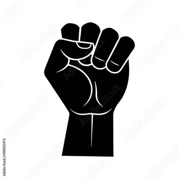 Fototapeta A fisted hand of a worker vector illustration silhouette