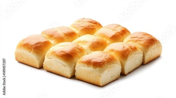 Fototapeta Freshly Baked Soft Dinner Rolls on White Background with Highlight