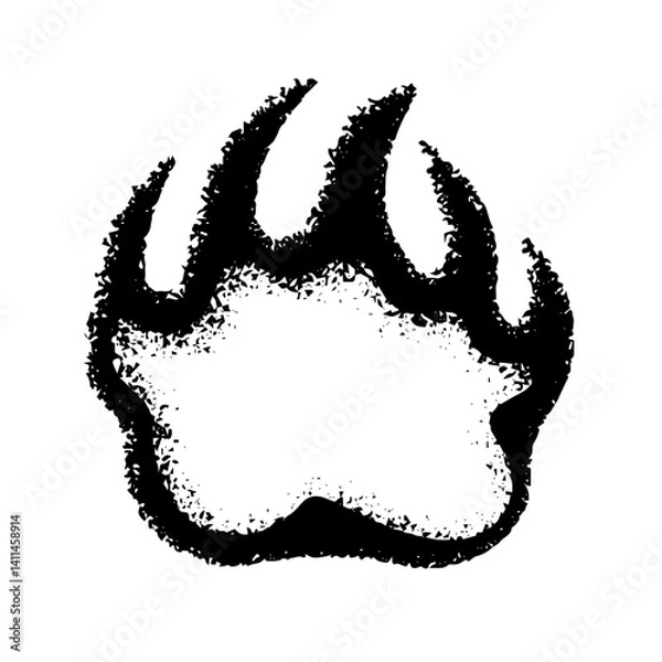 Fototapeta Аnimal paw of predator in grunge style symbol vector illustration