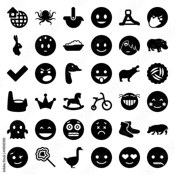 Fototapeta Set of 36 cute filled icons