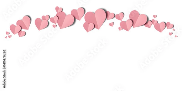 Obraz pink paper hearts isolated on transparent background. Valentine's day.