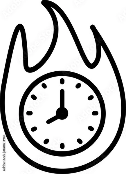 Obraz Flaming clock vector icon. Fire Time vector icon. Deadline icon. Vector graphics and not AI. Symbol, logo illustration. Replaceable vector design.