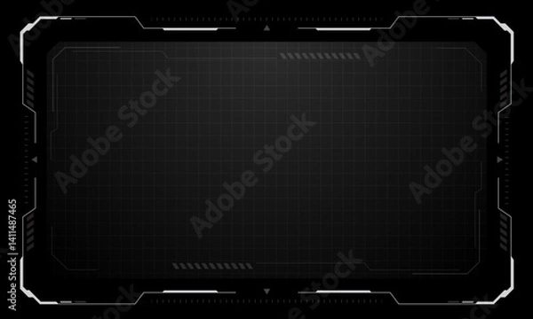 Obraz HUD frames white grey user interface elements design modern technology futuristic control panel screen digital hologram window gaming menu touching cyber monitor set on black background vector