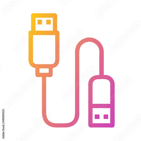 Fototapeta USB Cable Icon Representing Data Transfer and Connectivity