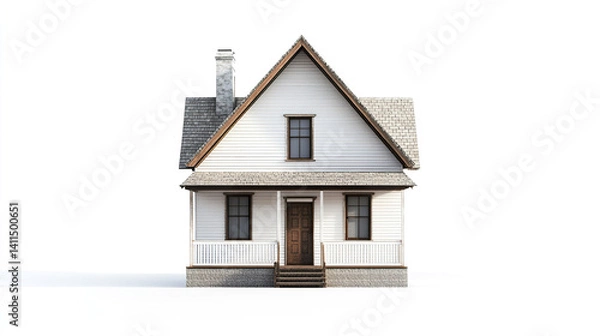 Obraz charming white house with gable roof and front porch