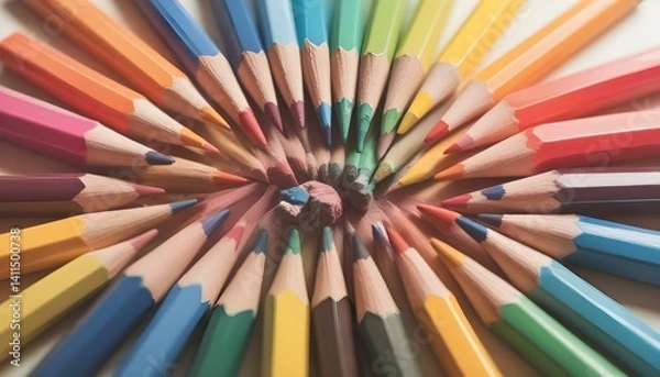 Fototapeta Colored pencils on a white background close up, isolate