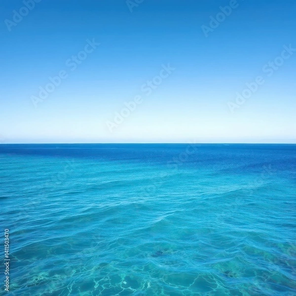 Fototapeta Serene ocean gradient from deep blue to soft white, perfect for relaxation, soft, pastel, tranquility