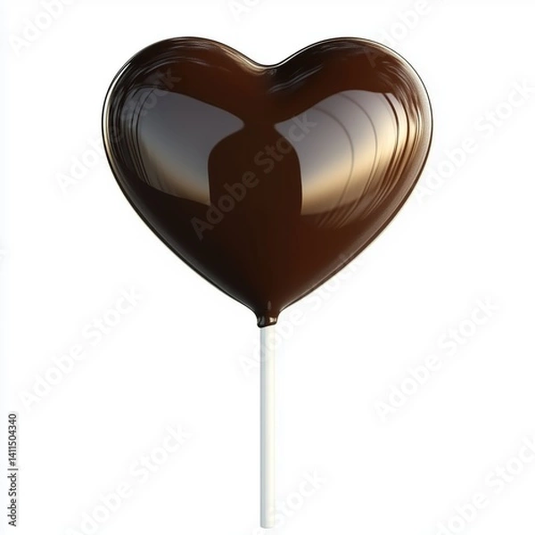 Fototapeta Delicious Heart-Shaped Chocolate Lollipop Shining Under Soft Light with Romantic Vibes