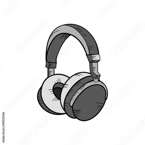 Obraz Headphone cartoon illustration vector isolated on white background. Headphone icon. 