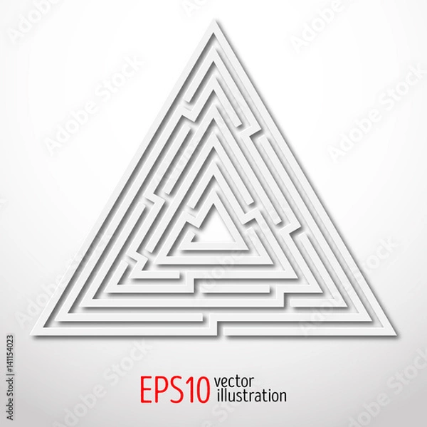 Fototapeta Triangular abstract maze. Vector illustration, 3d, shadow