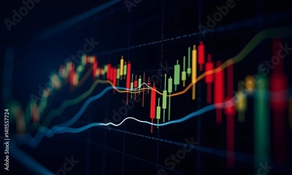 Obraz Chart with different colored lines.