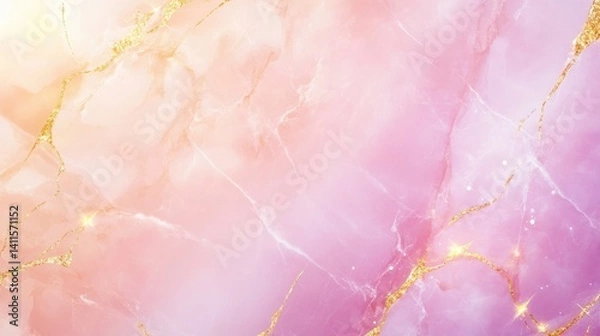 Fototapeta Elegant pink and gold marbled abstract background with subtle glow