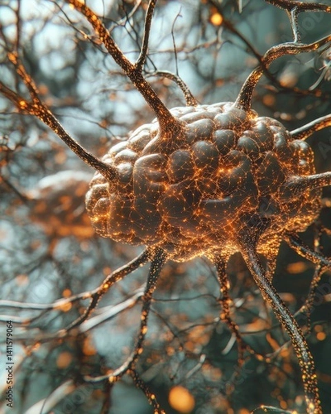 Fototapeta Futuristic visualization of neural connections glowing with energy, representing technology and intelligence.