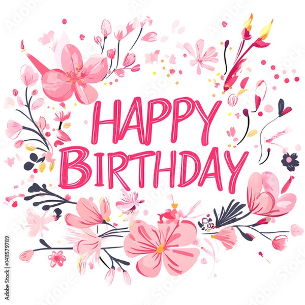 Fototapeta Happy Birthday design templates and background. AI generative.