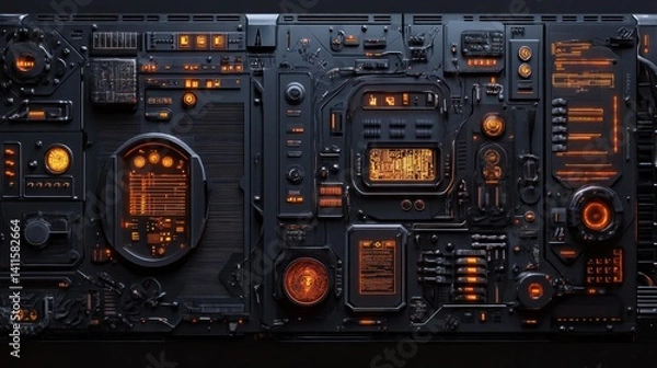 Fototapeta Futuristic Tech Panel: Sci-Fi Interface Design