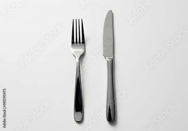 Fototapeta Fork and Knife on White Background