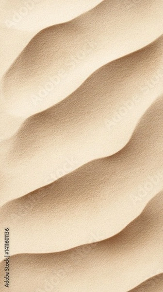 Fototapeta Soft undulating sand dunes reflect the warm glow of dawn in an inviting desert landscape, highlighting intricate patterns formed by the wind and time