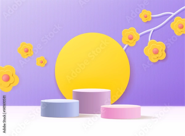 Fototapeta 3d rendering, Abstract minimal stage for product display present background.