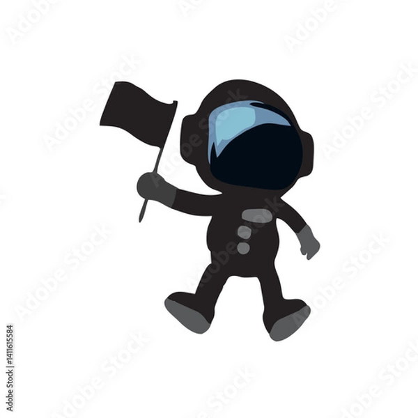 Obraz astronot-1.silhouette of an astronaut in outer space carrying a flageps