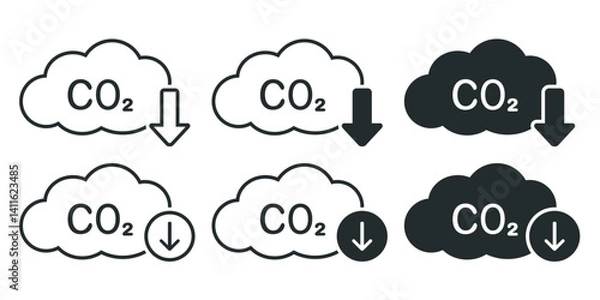 Obraz CO2 carbon emissions reduction icon. Illustration vector