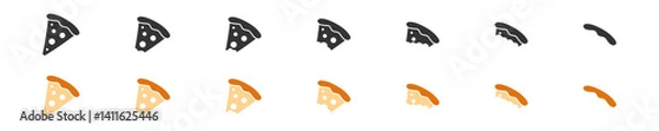 Fototapeta Pizza icon set on white background. Food icon in vector design style. Bite pizza. Eaten pizza sign. Consumption food