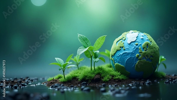 Fototapeta Innovative Visuals of Climate Change: Business Perception, Sustainability Metrics, and Green Innovation Trends in Photo Stock - Emphasizing Corporate Responsibility and Environmental Risk Assessments