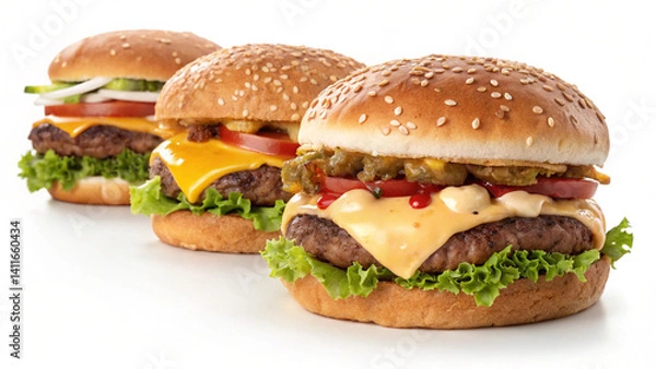 Fototapeta Grilled Beef Bacon Burger Isolated Image
