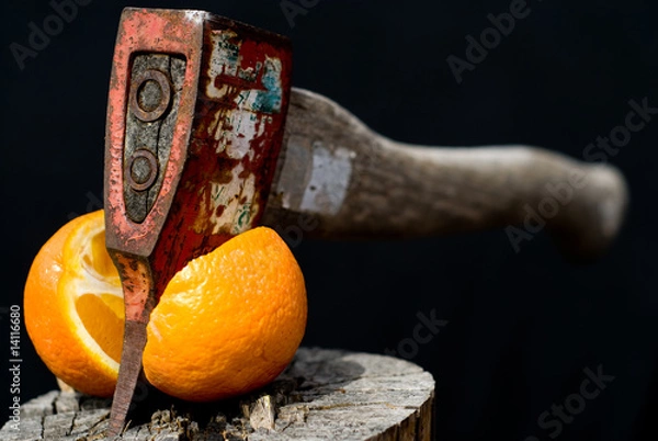 Obraz Axt spaltet Orange