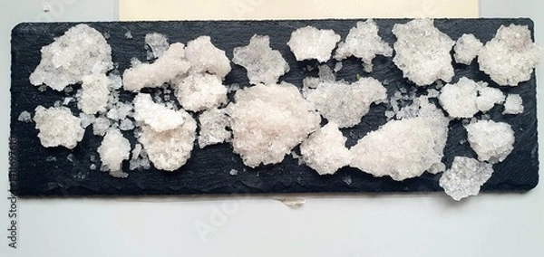 Obraz Rock white salt pieces. Extraction of salt and minerals. Different types of salt. Salt mine.
