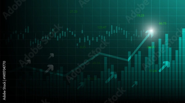 Fototapeta Stock market or forex trading graph and candlestick chart suitable for financial investment concept. Economy trends background for business idea and abstract finance background. Vector illustration.
