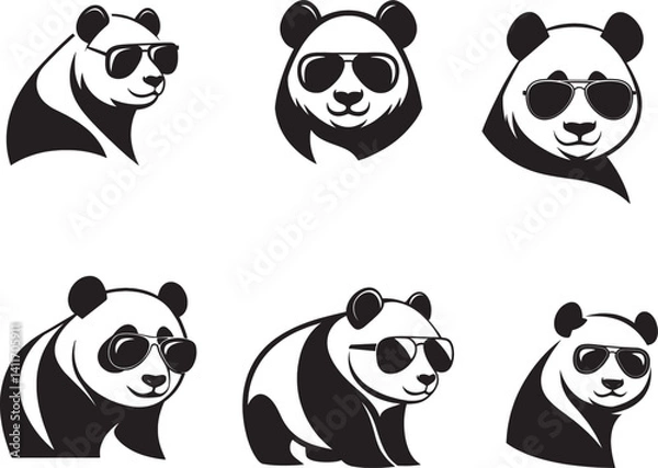 Fototapeta set of panda vector