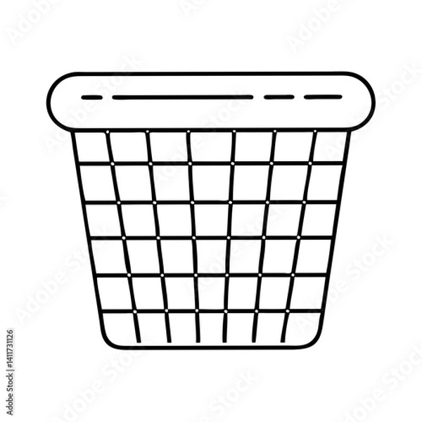 Fototapeta A Simple Line Drawing of an Empty Laundry Basket for Clothes or Items