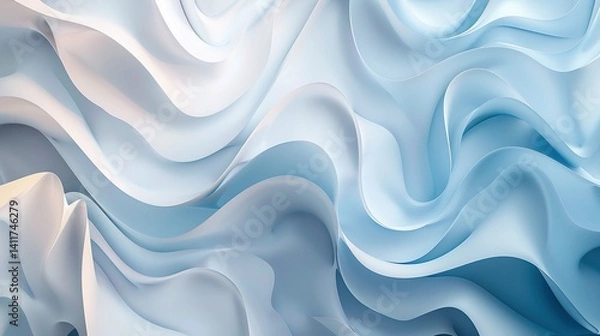 Fototapeta Soft Pastel Abstract 3D Waves – Fluid Gradient Background Design