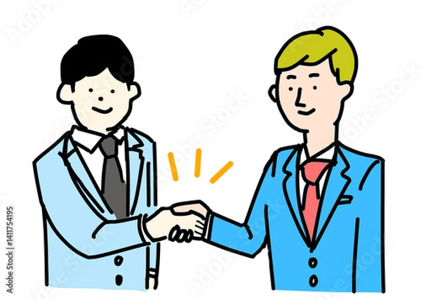 Fototapeta Cross-Cultural Suit Handshake Illustration