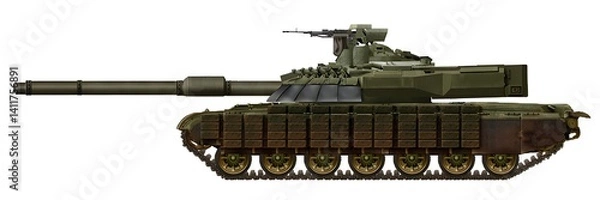 Fototapeta T-372 MBT (The concept of a new MBT based on a new chassis, with a turret from the T-55AGM and a 120mm gun)