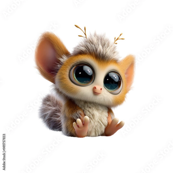 Obraz Adorable 3D Rendered Baby Lemur with Big Eyes
